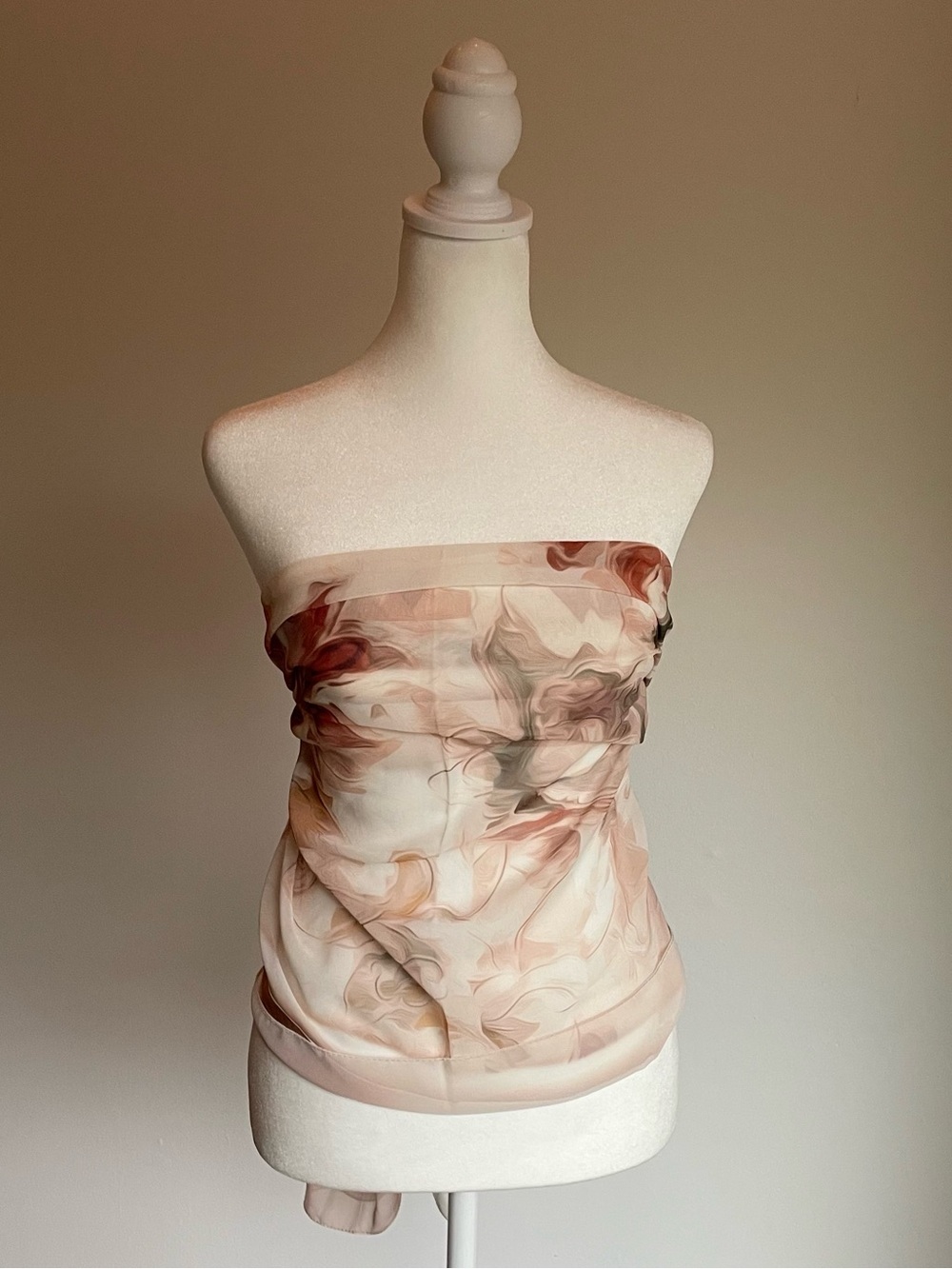 Milenda Abstract Floral Silky Oblong Scarf Wrap Retro Cottage Glamour 76" x 28" - Picture 5 of 11
